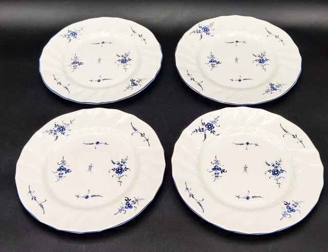 Set 4 Villeroy & Boch Vieux Luxembourg 8” Salad Dessert Plates Blue White Floral