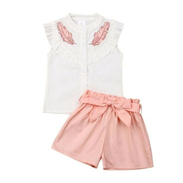 T-shirt bambina Regno Unito top + pantaloni corti abiti bambini set abiti estivi 5