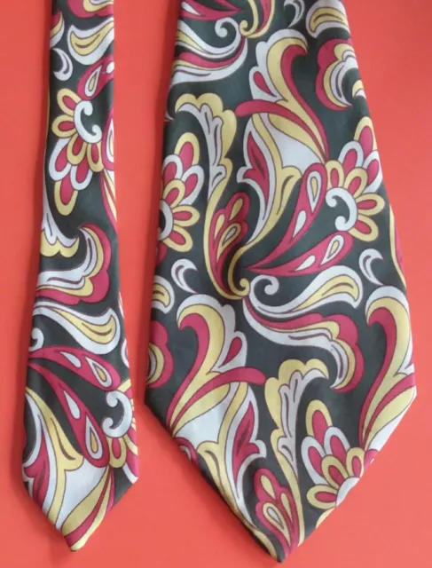 Vintage Retro 60-70s Silk Psychedelic Fabric Men Tie Wide Kitsch Quirky Òriginal