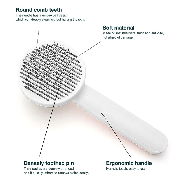 Pet Hair Remover Dog Cat Comb Grooming Massage Deshedding Self Cleaning Brush 6