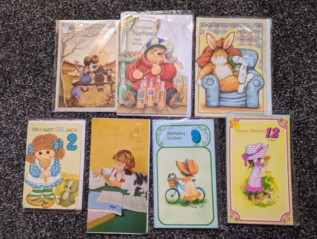Vintage greetings Cards x7 80’s 90’s ? Cards blank birthday engagement unused