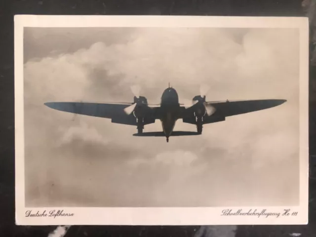 1939 Milan Italy RPPC Postcard Cover To Bruck Germany Lufthansa Heinkel HE 111