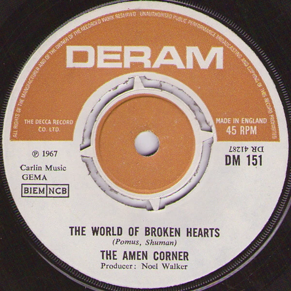Amen Corner - The World Of Broken Hearts - Used Vinyl Record 7 - P8100A