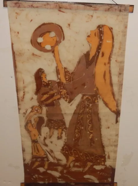 Malaylsian Dancers Original Batik Painting Signed Aeig