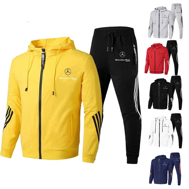Uomo Mercedes-Benz Hoodie + Pantaloni Allenamento libero Jogging Tuta Sportiva