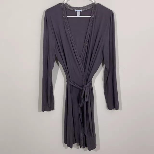 Eberjey Tencel Modal Lace Trim Robe Womens Size Medium Purple Comfort Sleepwear