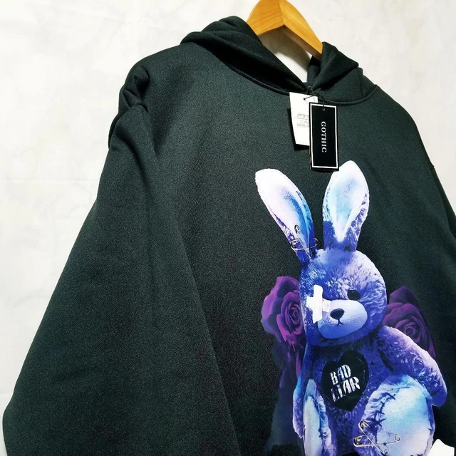 Usa-Chan Hoodie Mine Harajuku Bandage Black Mines Rabbit Ear Hood
