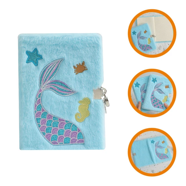 Plush Notebook Fluffy Notepad Cartoon Notebook with Lock Lockable Diary for