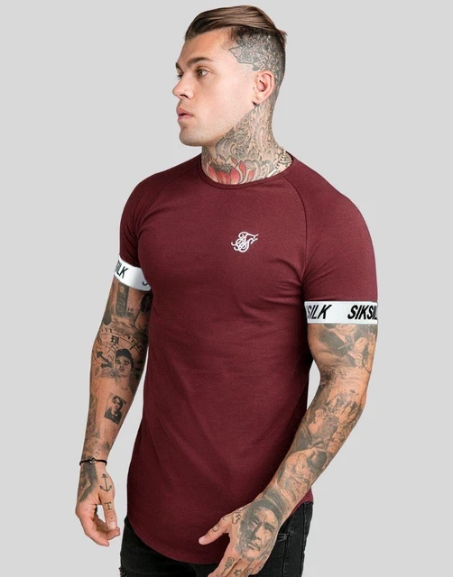 SIKSILK TECH T-SHIRT Bordeaux Homme T-Shirt-Express Livraison Gratuite EUR  65,76 - PicClick FR