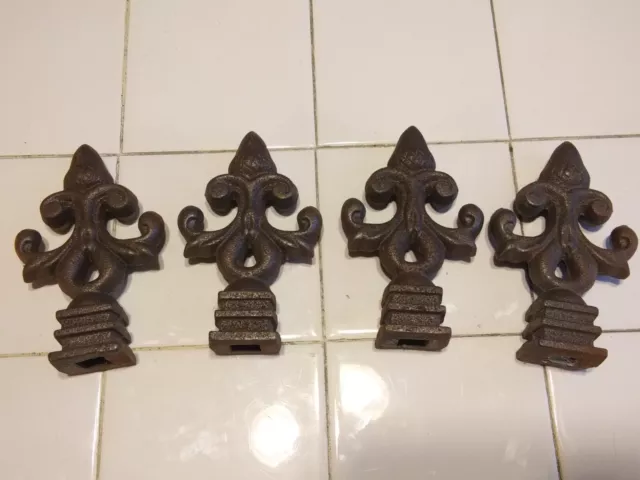 4 Vintage Cast Iron Fence Top Finial  Acorn Top