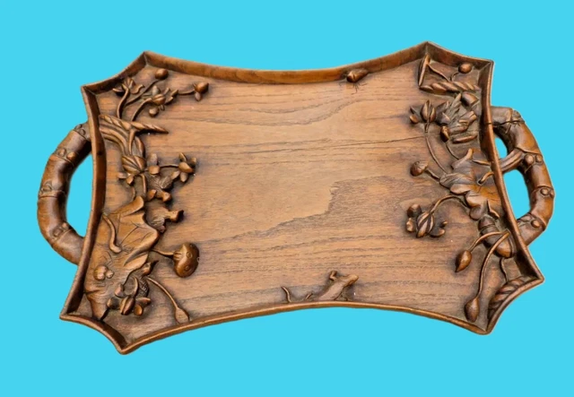Coupe En Bois Sculpté Art Populaire Signée - Longueur 27 Cm