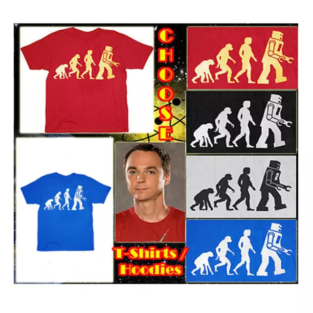 Evolution of Man to Robot T-Shirt The Big Bang Theory Sheldon Cooper Graphic Tee