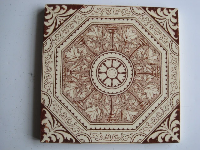Antique Victorian 6" Brown Aesthetic Print Tile - T & R Boote #24P C1880-1910