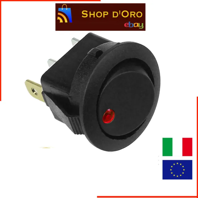 2 pezzi Interruttore Con Led Rosso 16A 12V Switch rotondo spedizione veloce