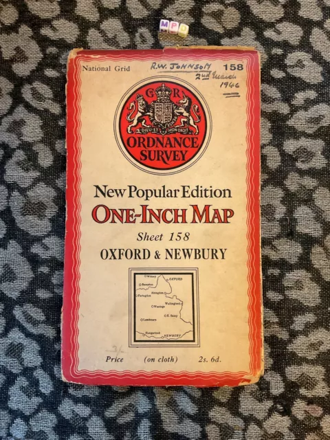 ANTIQUE Ordnance Survey , Map , FOLD OUT MAP , 1946 , Oxford