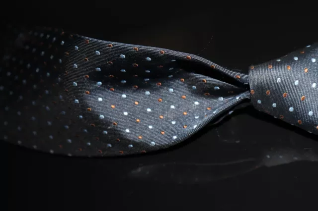 Brooks Brothers Midnight Vertical Twill Sky Brown Alternating Spot Silk Tie NR