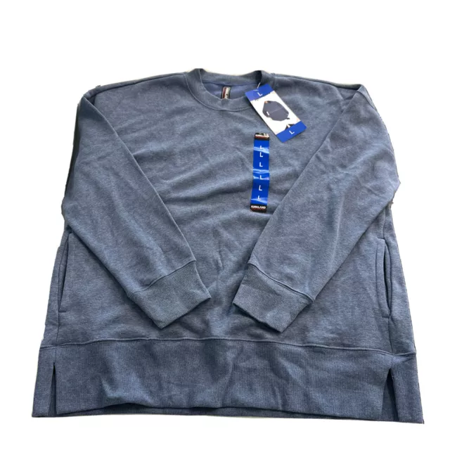 Kirkland Signature Ladies' Cozy Fleece Crewneck Sweatshirt Large Blue L
