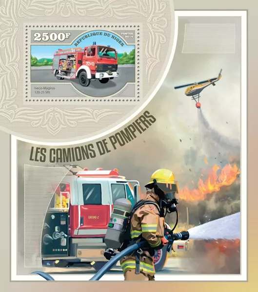 Fire Engines Stamps Niger 2014 MNH Trucks Iveco Magirus Special Transport 1v S/S