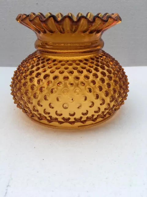 FENTON NOS 7" Amber Glass Hobnail Student Kerosene Oil Electric Table Lamp Shade