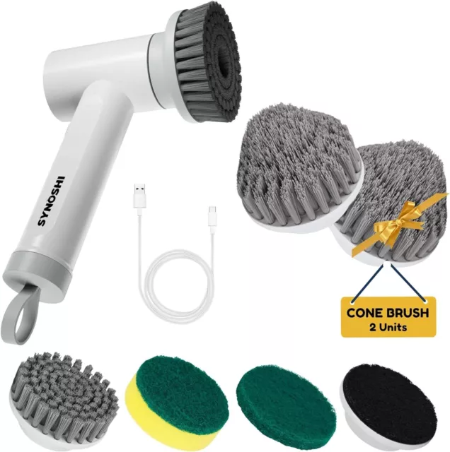 SYNOSHI® Electric Spin Scrubber & 2 Additional Cone Heads ! SET !
