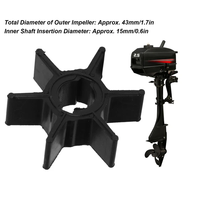 Turbine De Pompe à Eau Mercury 4-9.8HP - Pièce De Rechange 47-89981, 47-65957, 6 Pales, Diam. 11.6mm