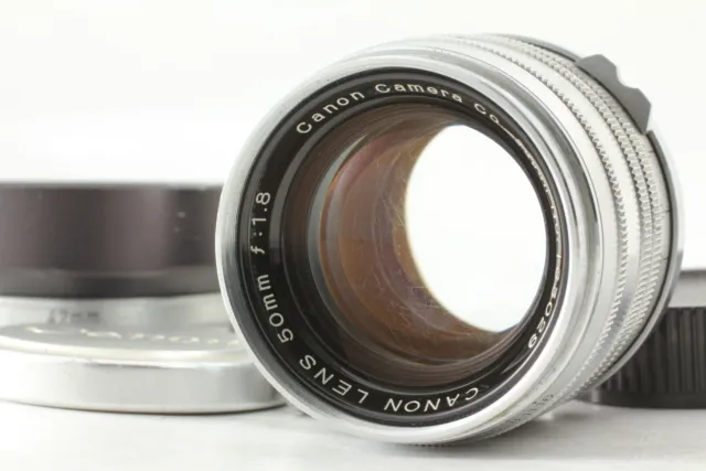 [Exc+5/ Hood ] Canon 50mm f/1.8 Silver LTM L39 Leica Screw Mount Lens From JAPAN