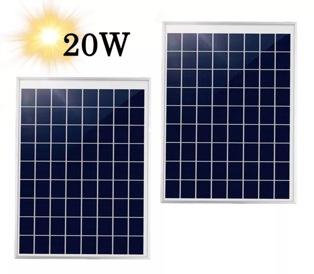 Pannello Solare Fotovoltaico 20W COPPIA Monocristallino 18V Pinze a Coccodrillo