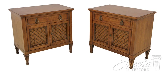 L58305EC: Pair HENREDON French Louis XVI Walnut Nightstands
