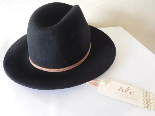 New Ale by Alessandra Aurora Classic Adjustable Wool Felt Fedora Hat +UPF 50+