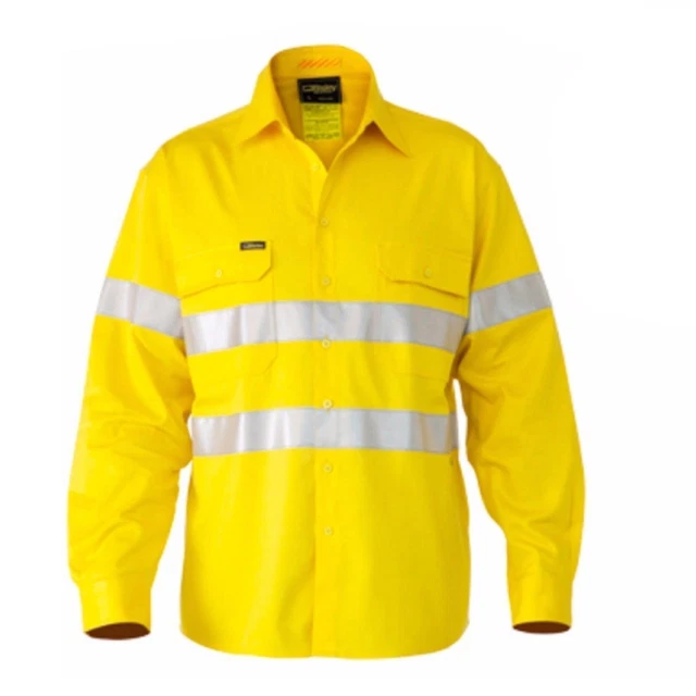 Bisley Workwear 3m Taped Cool Lightweight Hi Vis Shirt Long Sleeve BS6897