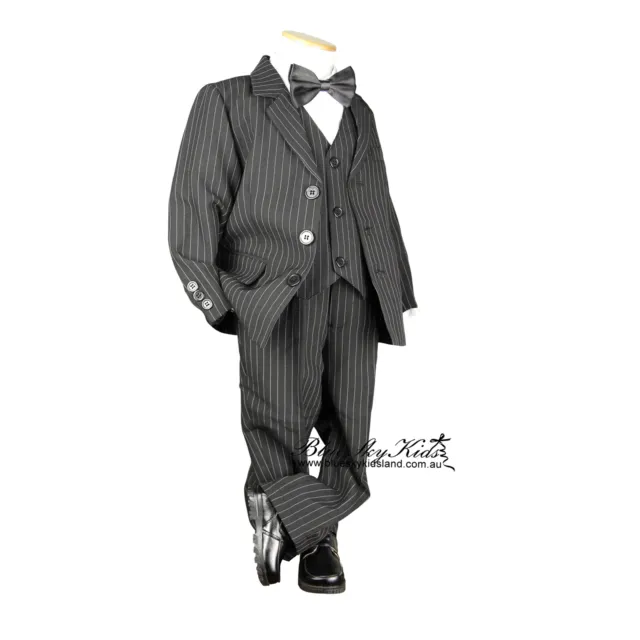 Boys Formal Suit Sold Separate Jacket Vest Pants Pageboy 000–16 BLACK PINSTRIPE