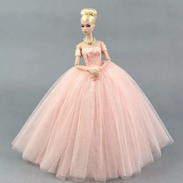 Pink Wedding Dress for 11.5inch Doll Princess Long Gown Doll Clothes 1/6 Kid Toy