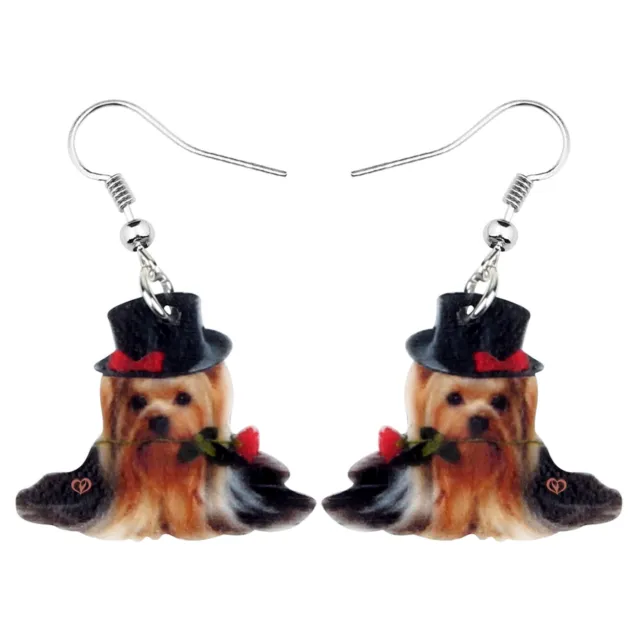 Acrylic Rose Yorkshire Terrier Dog Earrings Dangle Gift Pets Jewelry for Women