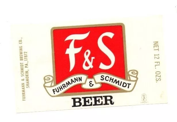 USA - Beer Label - Fuhrmann & Schmidt Brewing Co, Shamokin, PA - Beer