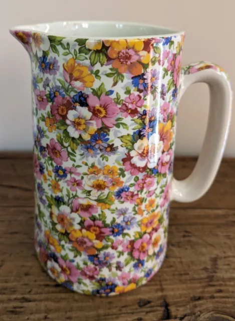 Heron Cross Pottery chintz 2 pint pitcher jug Floral Wildflower Meadow Vintage