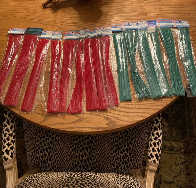 Lote de colección de limpiadores de tuberías de tallos de oruga de 12" paquetes de 15 - verde y rojo nuevo en paquete