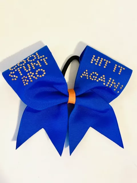 Cheerleading Bow Cool Stunt Bro Hit It Again Royal Blue Orange Cheer