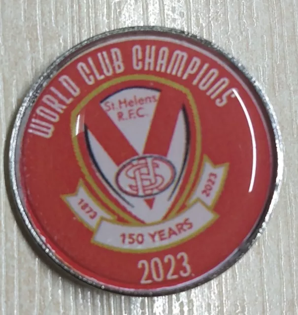 2023 ST HELENS WORLD CLUB CHAMPIONS, RETRO RUGBY LEAGUE  PIN BADGE a