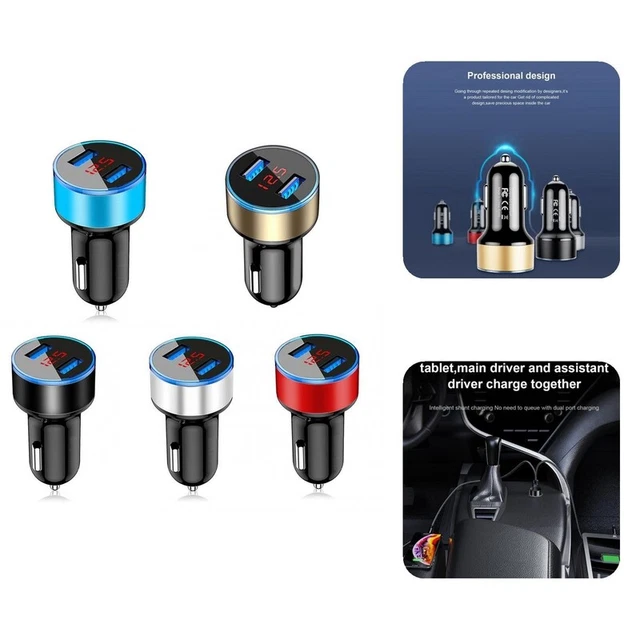 Auto Charger Dual USB Power Supply 3.1A Car Charger Metal Ring Car Charger