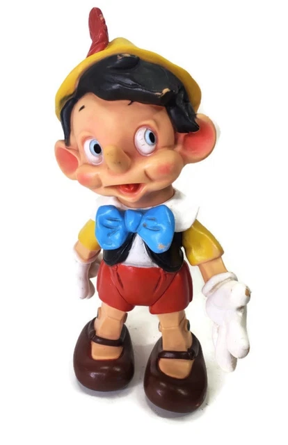 VINTAGE LARGE SQUEAK RUBBER TOY PINOCCHIO WALT DISNEY LEDRA MADE IN ITALY 1960s