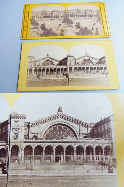 2 X Stereoskopie Circa 1860 : Gare De Strasbourg (Paris) = L'Est / Stazione