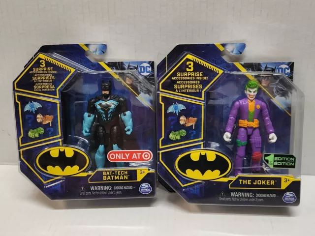 DC Spin Master THE JOKER & BAT-TECH BATMAN 4"  1st Edition 3 Surprise Accessorie