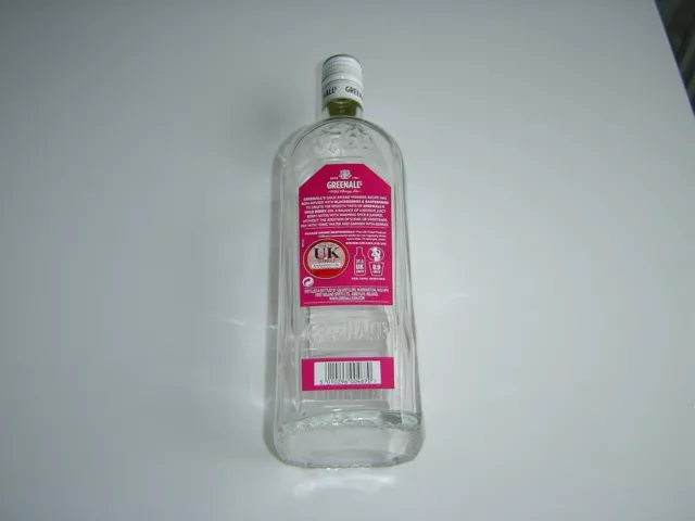 Greenalls Wild Berry Gin Bottle, Empty, 1L . Square Clear Glass. for crafts 3