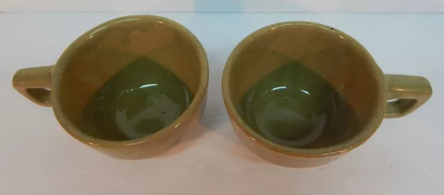 Maple Leaf Monmouth Green Stoneware D-Handle Cups/Mugs EUC 2