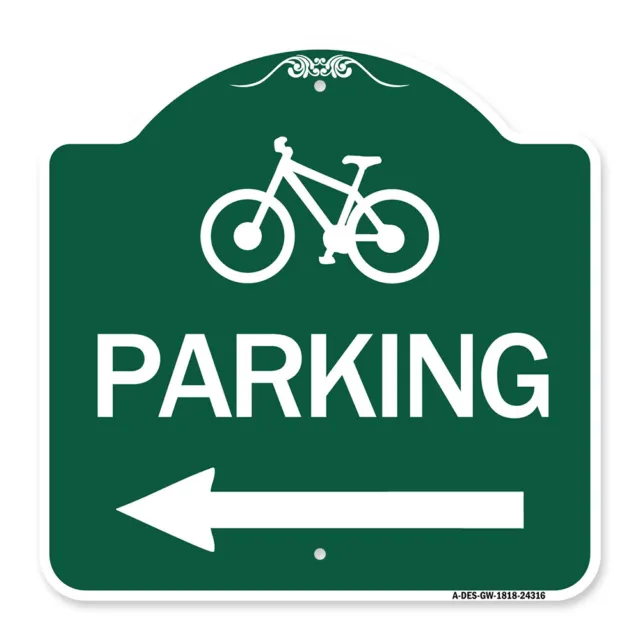 Designer Series - Bicycle Symbol Parking (Left Arrow) Heavy Gauge Aluminum