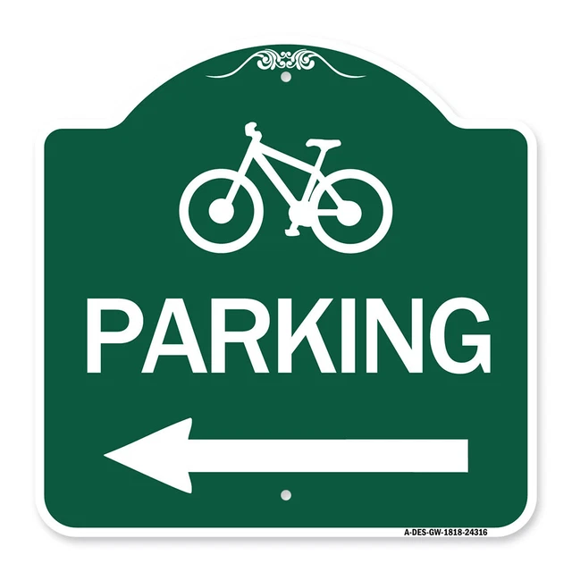 Designer Series - Bicycle Symbol Parking (Left Arrow) Heavy Gauge Aluminum