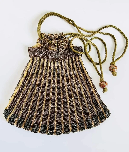 Netted Reticule ART DECO 1920S Vintage ANTIQUE Knitted RETICULE Flapper Purse BAG £122. ...