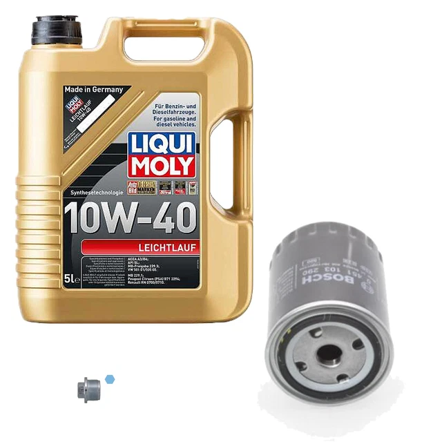 Filtro olio Bosch 5L Liqui Moly funzionamento leggero 10W-40 per VW Seat Transporter IV
