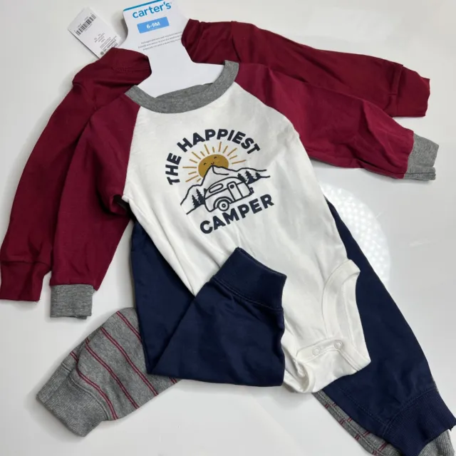 Carter's 4 Piece Infant Baby Set Happiest Camper Pants Long Sleeve Bodysuits