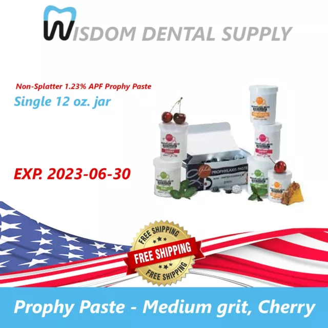 12 oz Prophy Paste - Medium grit, Cherry. Non-Splatter 1.23% APF- EXP. 2023-06